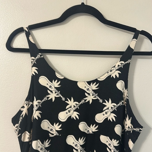 Kahala Hawaiian Islands Womens Black & Cream Ukulele Printed Tank Dress Sz Large - Picture 4 of 7
